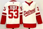 Detroit Red Wings #53 Moritz Seider White Red 2024-25 Stitched Jersey