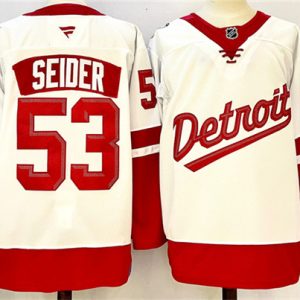 Detroit Red Wings #53 Moritz Seider White Red 2024-25 Stitched Jersey