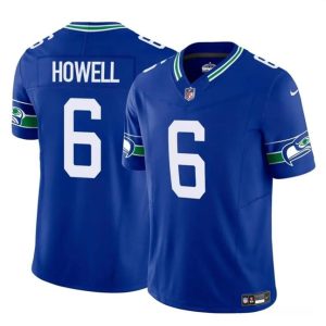 Seattle Seahawks #6 Sam Howell Royal 2023 F.U.S.E. Vapor Throwback Limited Stitched Jersey