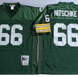 Mitchell And Ness 1966 Packers #66 Ray Nitschke Green Throwback Stitched Jersey