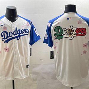 Los Angeles Dodgers Team Big Logo White Royal 2025 Tokyo Series Limited Stitched Jersey