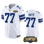Dallas Cowboys #77 Tyron Smith White 2023 F.U.S.E. NFC East Champions Patch Stitched Jersey