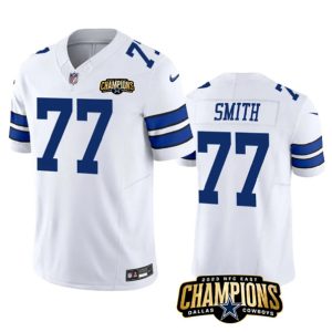 Dallas Cowboys #77 Tyron Smith White 2023 F.U.S.E. NFC East Champions Patch Stitched Jersey