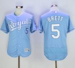 Royals #5 George Brett Light Blue Flexbase Authentic Collection Stitched Jersey