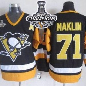 Penguins #71 Evgeni Malkin Black CCM Throwback 2016 Stanley Cup Champions Stitched Jersey
