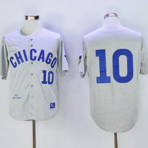 Mitchell And Ness Cubs #10 Ron Santo Stitched Grey Throwback Jersey