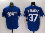 Los Angeles Dodgers #37 Teoscar Hern¨¢ndez Blue Cool Base Stitched Jersey