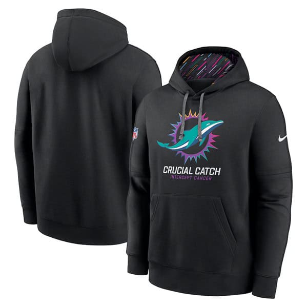 Miami Dolphins Black 2024 Crucial Catch Club Pullover Hoodie