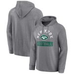New York Jets Heathered Gray No Time Off Raglan Pullover Hoodie