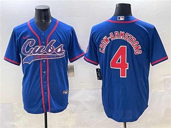 Chicago Cubs #4 Pete Crow-Armstrong Royal Cool Base Stitched Jersey