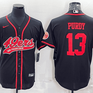 San Francisco 49ers #13 Brock Purdy Black With Patch Cool Base Stitched Baseball Jersey