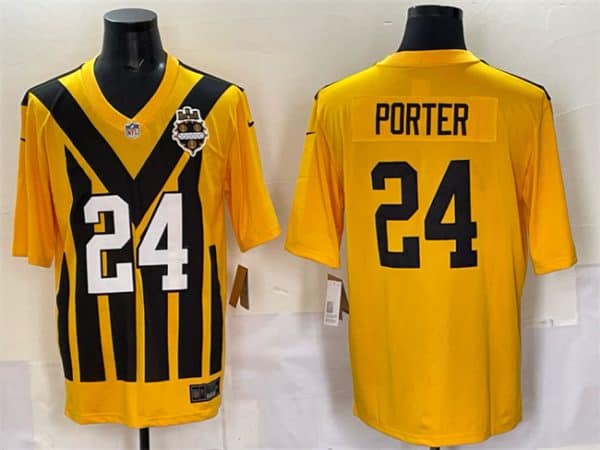 Pittsburgh Steelers #24 Joey Porter Jr. Gold 1933 Throwback Alternate Football Stitched Game Jersey