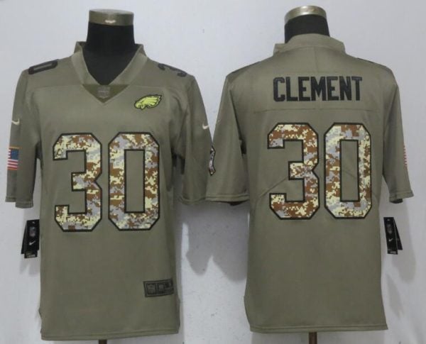 Philadelphia Eagles #30 Corey Clement Olive Camo Salute To Service Limited Stitched Jersey