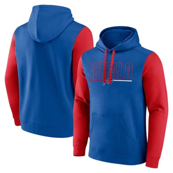 Buffalo Bills Royal Red Outline Pullover Hoodie