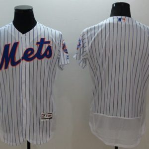 Mets Blank White(Blue Strip) Flexbase Authentic Collection Stitched Jersey