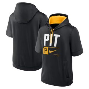 Pittsburgh Pirates Black Tri Code Lockup Short Sleeve Pullover Hoodie