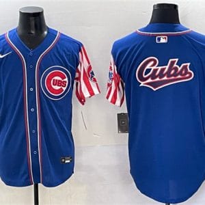 Chicago Cubs Team Big Logo Royal 2025 Independence Day Vapor Premier Limited Stitched Jersey