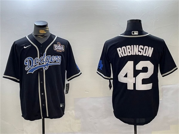 Los Angeles Dodgers #42 Jackie Robinson Black 2024 World Series Cool Base Stitched Jersey