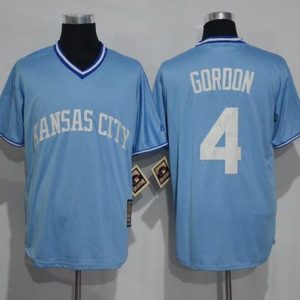 Royals #4 Alex Gordon Light Blue Cooperstown Stitched Jersey