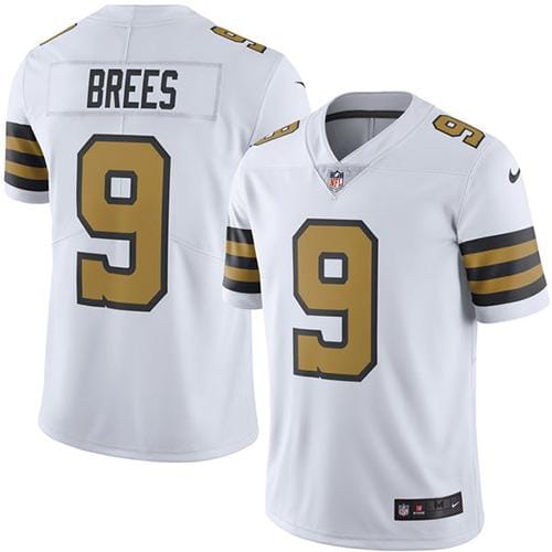 Saints #9 Drew Brees White Stitched Limited Rush Nike Jersey