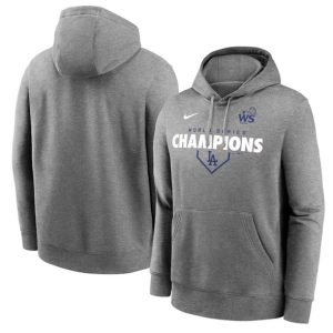 Los Angeles Dodgers Heather Charcoal 2024 World Series Champions Pullover Hoodie