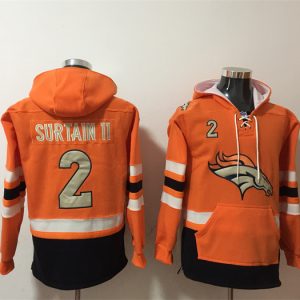 Denver Broncos #2 Patrick Surtain II Orange Ageless Must-Have Lace-Up Pullover Hoodie