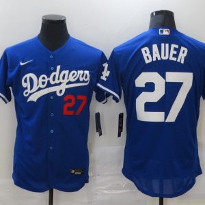 Los Angeles Dodgers #27 Trevor Bauer Blue Flex Base Sttiched Jersey