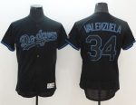 Dodgers #34 Fernando Valenzuela Black Fashion Flexbase Authentic Collection Stitched Jersey