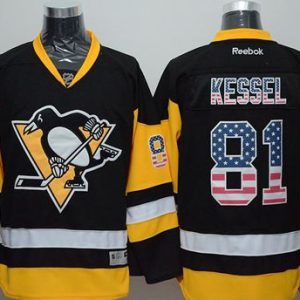 Penguins #81 Phil Kessel Black Alternate USA Flag Fashion Stitched Jersey