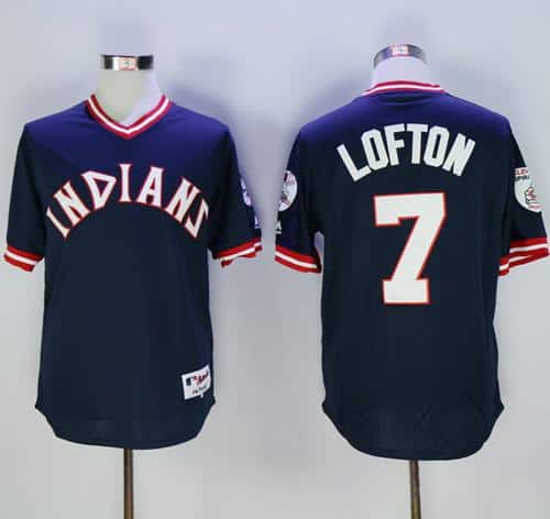 Indians #7 Kenny Lofton Navy Blue 1976 Turn Back The Clock Stitched Jersey