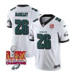 Philadelphia Eagles #26 Saquon Barkley White 2025 Eagles Logo Super Bowl LIX Patch New F.U.S.E. Vapor Untouchable Limited Stitched Jersey
