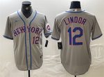 New York Mets #12 Francisco Lindor Grey Stitched Jersey