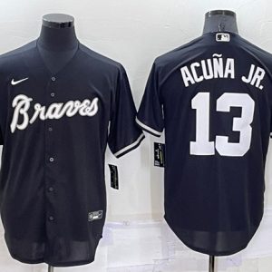 Atlanta Braves #13 Ronald Acuna Jr. Black Cool Base Stitched Baseball Jersey