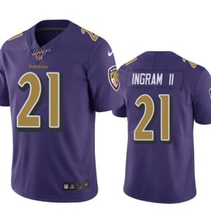 Baltimore Ravens 100th #21 Mark Ingram II Color Rush Purple Jersey