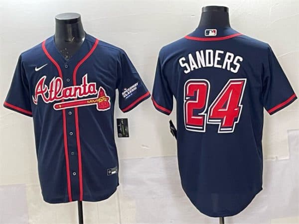 Atlanta Braves #24 Deion Sanders Navy 2025 Speedway Classic Alternate Stitched Jersey