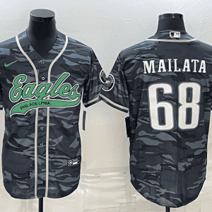 Philadelphia Eagles #68 Jordan Mailata Gray Camo With Patch Cool Base Stitched Jersey