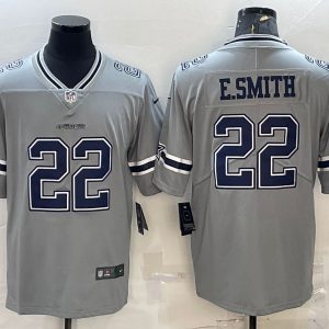 Dallas Cowboys #22 Emmitt Smith Gray Inverted Edition Stitched Jersey