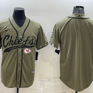 Kansas City Chiefs Blank Olive Salute To Service Cool Base Stitched Baseball Jersey