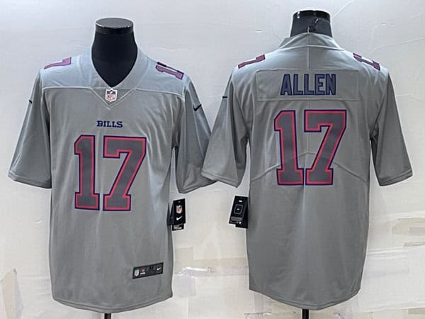 Buffalo Bills #17 Josh Allen Gray Atmosphere Fashion Stitched Jersey