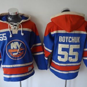 Islanders #55 Johnny Boychuk Baby Blue Sawyer Hooded Sweatshirt Stitched Jersey