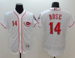 Reds #14 Pete Rose White Flexbase Authentic Collection Stitched Jersey
