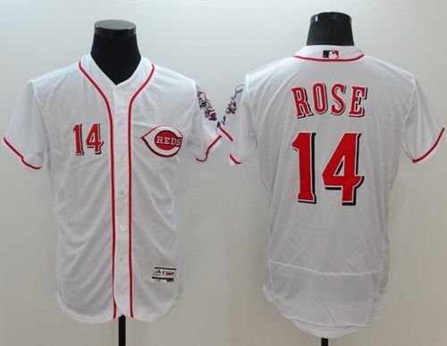Reds #14 Pete Rose White Flexbase Authentic Collection Stitched Jersey