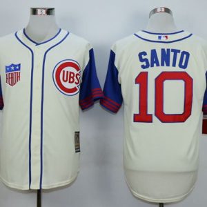 Cubs #10 Ron Santo Cream 1942 Turn Back The Clock Stitched Jersey