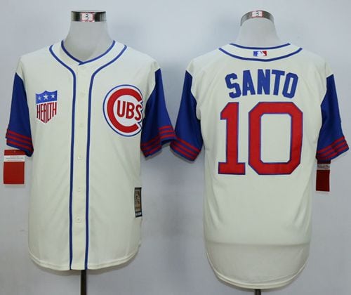Cubs #10 Ron Santo Cream 1942 Turn Back The Clock Stitched Jersey