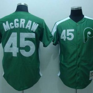 Mitchell And Ness Phillies #45 Tug Mcgraw Green Stitched Throwback Jersey