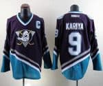 Ducks #9 Paul Kariya Purple Turquoise CCM Throwback Stitched Jersey