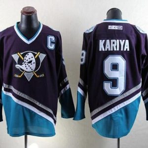 Ducks #9 Paul Kariya Purple Turquoise CCM Throwback Stitched Jersey