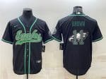 Philadelphia Eagles #11 A. J. Brown Black Team Big Logo With Patch Cool Base Stitched Baseball Jersey