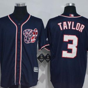 Nationals #3 Michael Taylor Navy Blue New Cool Base Stitched Jersey