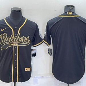 Las Vegas Raiders Blank Black Gold With Patch Cool Base Stitched Baseball Jersey